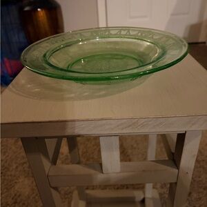 Vintage Anchor Hocking Green Cameo Ballerina 9" Rim Soup Bowl - Uranium Glass